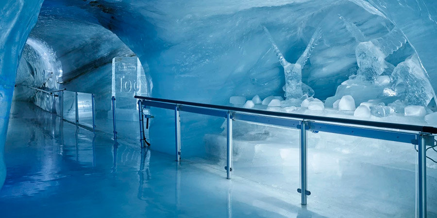 Enjoying a private tour of the glacial Ice Palace